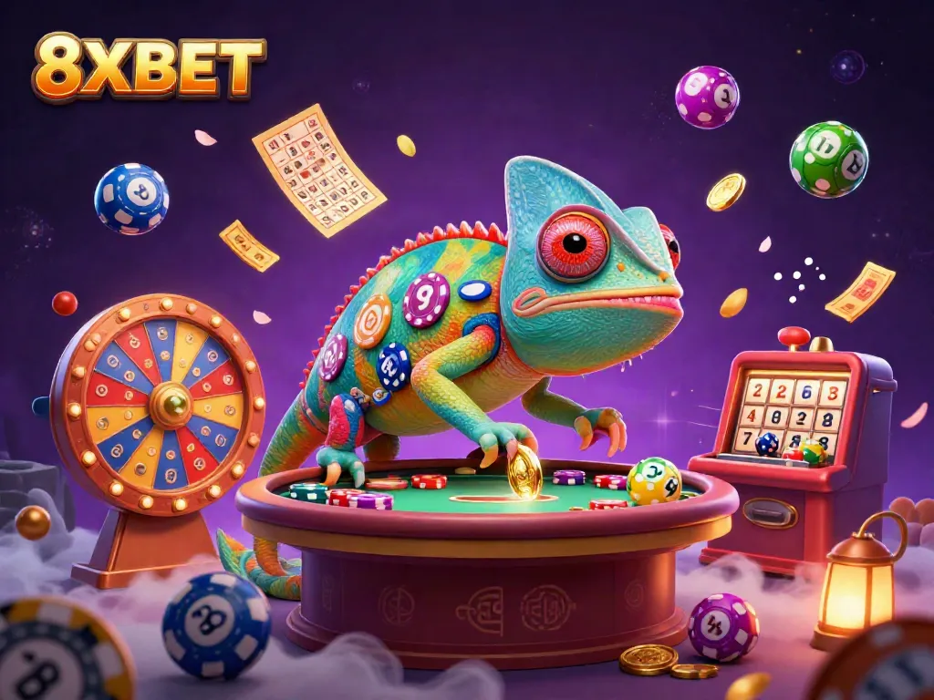 Experience thrilling gaming at 8XBET with our vibrant casino scene featuring dynamic lottery elements.