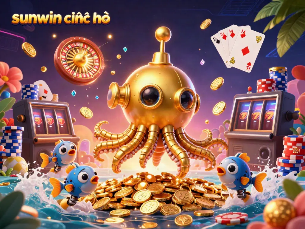 Experience entertainment excitement with sunwin chính thức as a golden kraken submarine explores riches.