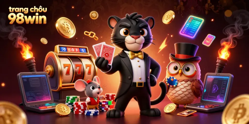 Experience exciting gambling action at trang chủ 98win with stylish characters and vibrant casino elements.