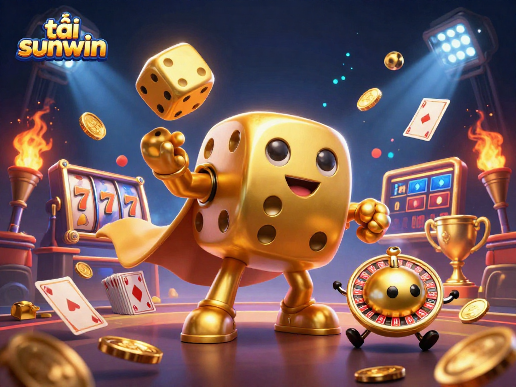 Engage in gaming excitement with tải sunwin as golden dice and slots fill the lively scene.
