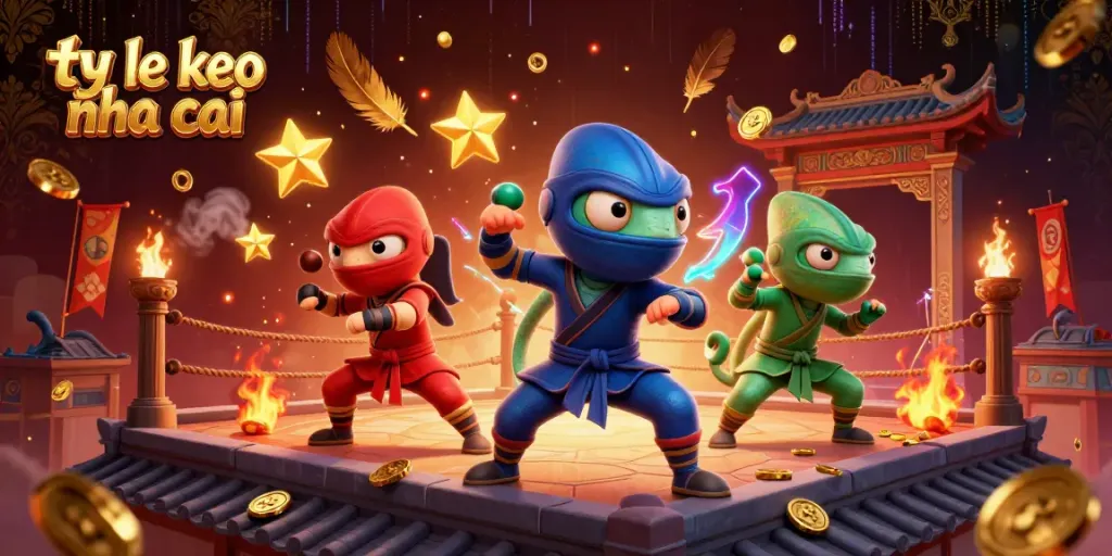 Experience thrilling ty le keo nha cai action with ninja chameleons and gambling elements in a vibrant 3D scene.