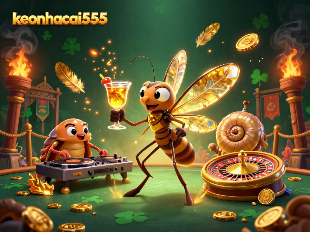 Join the excitement with keonhacai555 as the casino mascot comes alive amidst thrilling gambling elements.