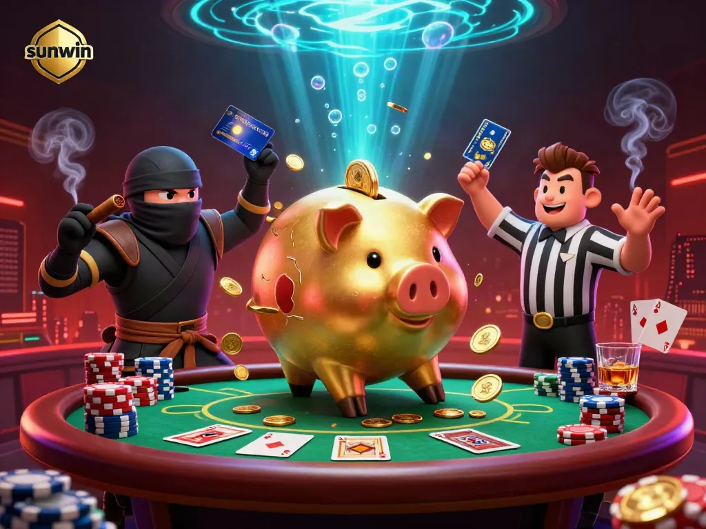 Experience thrilling gameplay with sunwin in a dynamic 3D casino scene featuring iconic characters.