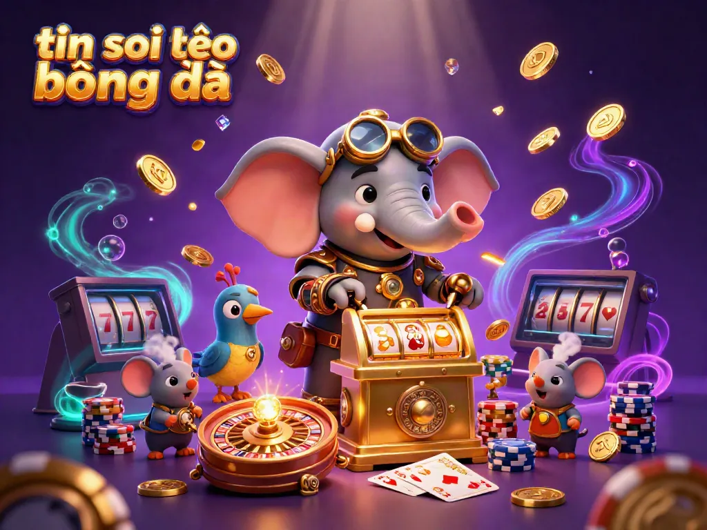 Engage with the thrilling world of tin soi kèo bóng đá featuring steampunk elements, slot machines, and dynamic game action.