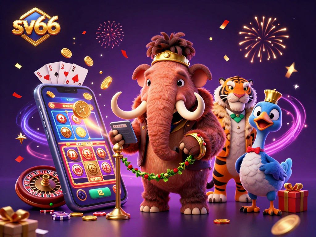 Experience sv66 casino fun with a mammoth bouncer, VIP tiger, and dodo doorman.