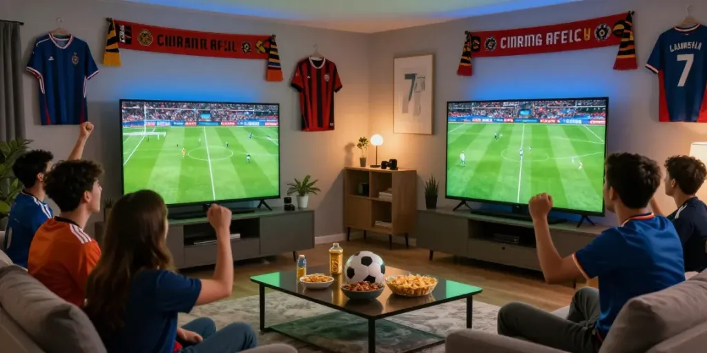 Fans enjoying Gavangtv live football match in a cozy setting