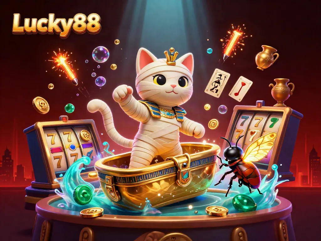 Experience thrilling gameplay at Lucky88 with vibrant 3D characters and gold treasures.