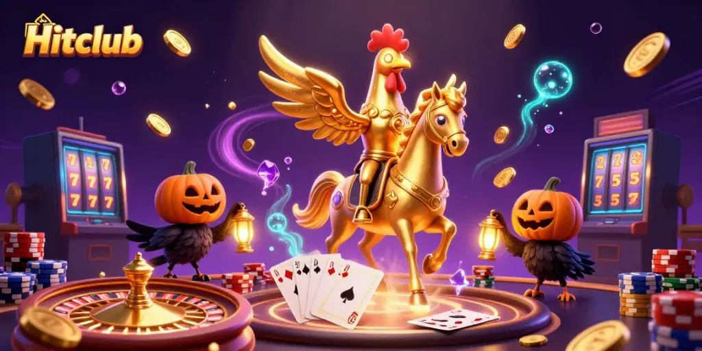 Experience the thrill of Hitclub with vibrant casino elements and animated characters.