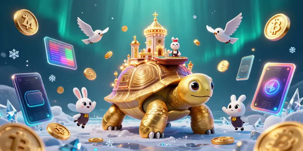 Bet on a thrilling 7M casino experience featuring a turtle casino and a rabbit dealer amidst flying coins.