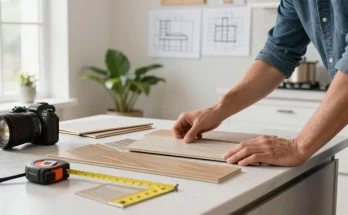 Choosing everything about engineered wood flooring and laminate options in a modern kitchen design.