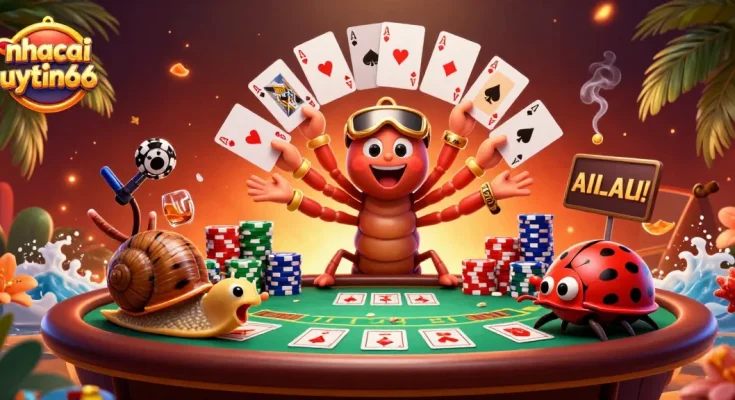 Experience the excitement at nhacaiuytin66 with a friendly millipede dealer and vibrant card games.