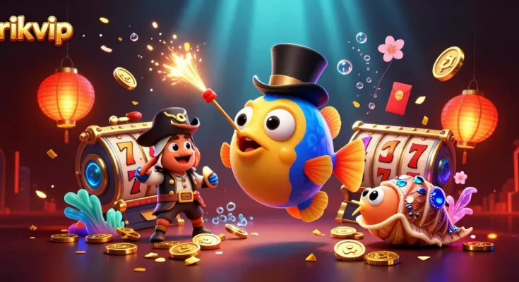 Experience thrilling wins at rikvip while hunting for golden coins in this immersive casino scene.