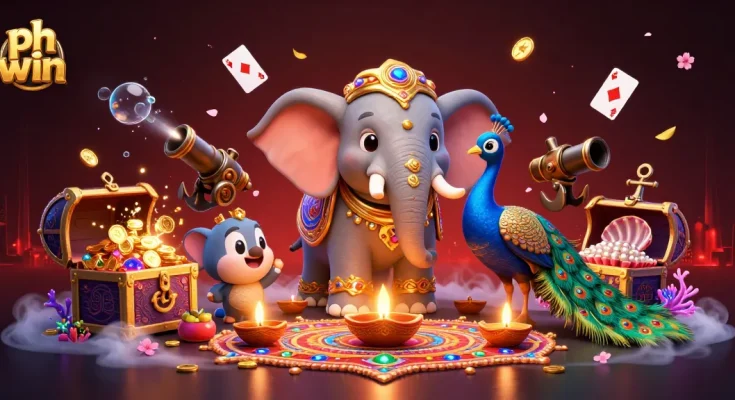 Experience the excitement at ph win with vibrant casino elements and engaging characters in a rich, dynamic scene.
