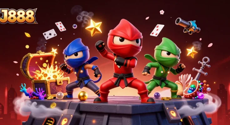 Engage with thrilling J888 gaming as ninja chameleons unleash jackpots and treasures!