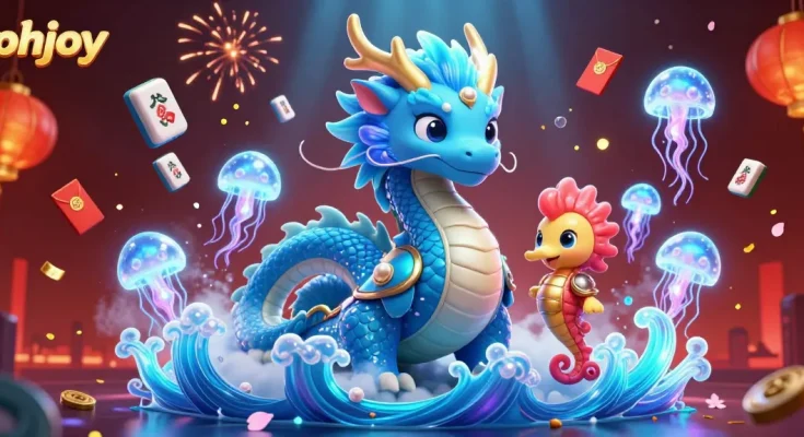 Experience winning thrills with phjoy's vibrant underwater gaming adventure illustration.