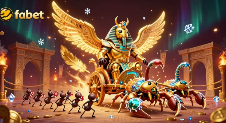 Experience fabet's thrilling gaming with a majestic scarab and vibrant casino elements in action