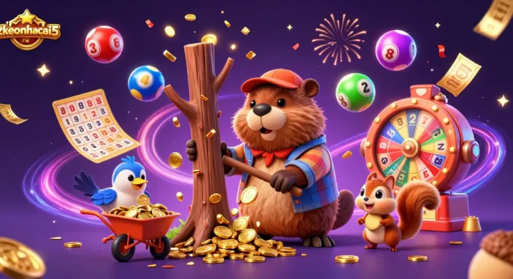 Play exciting games with zkeonhacai5, featuring golden coins and vibrant lottery elements.