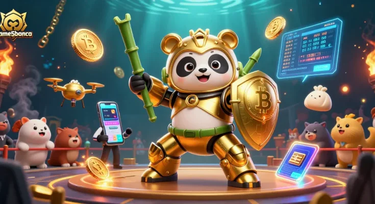 Engage with game5banca's dynamic casino action featuring a golden panda and crypto-themed elements.