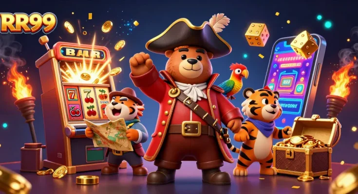 Experience gaming excitement with RR99 as the pirate captain and friends discover jackpots!