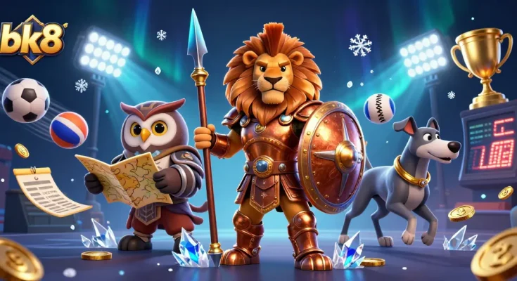 Experience the thrill of bk8 with dynamic sports action and stunning 3D casino illustration.