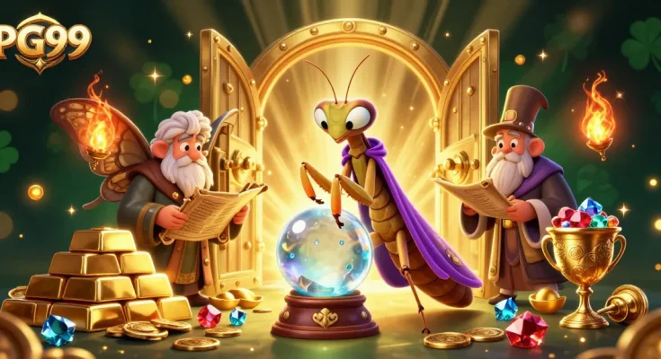 Experience the magic of PG99 with the mantis fortuneteller revealing hidden treasures and jackpots.