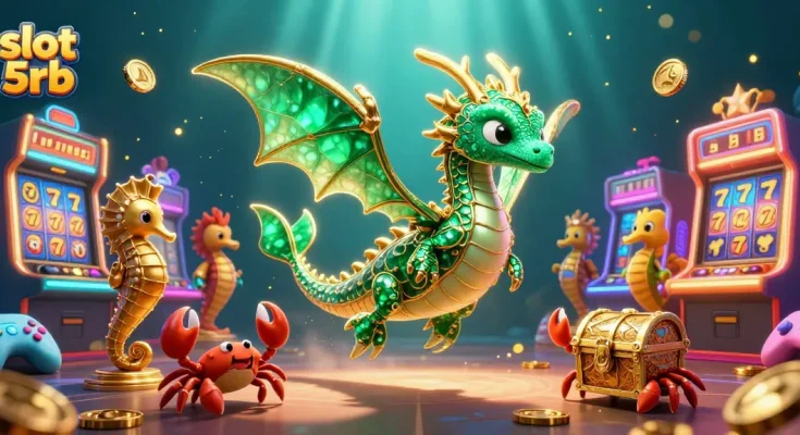 Play exciting slot 5rb with vibrant 3D visuals featuring a dragon and interactive game elements.