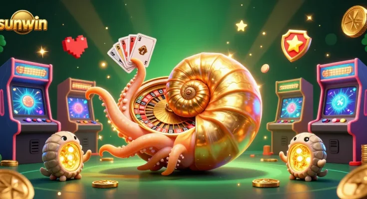 Engage in thrilling gameplay at sunwin with a vibrant 3D illustration showcasing exciting gaming elements and characters.