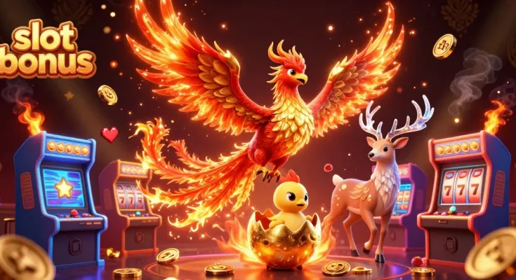 Engage with the vibrant slot bonus illustration featuring exciting gambling elements.